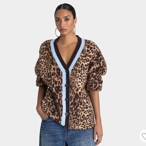 KBB by KAHLANA x Target Womens M Medium The Slouchy Cardigan Tan Leopard Sweater